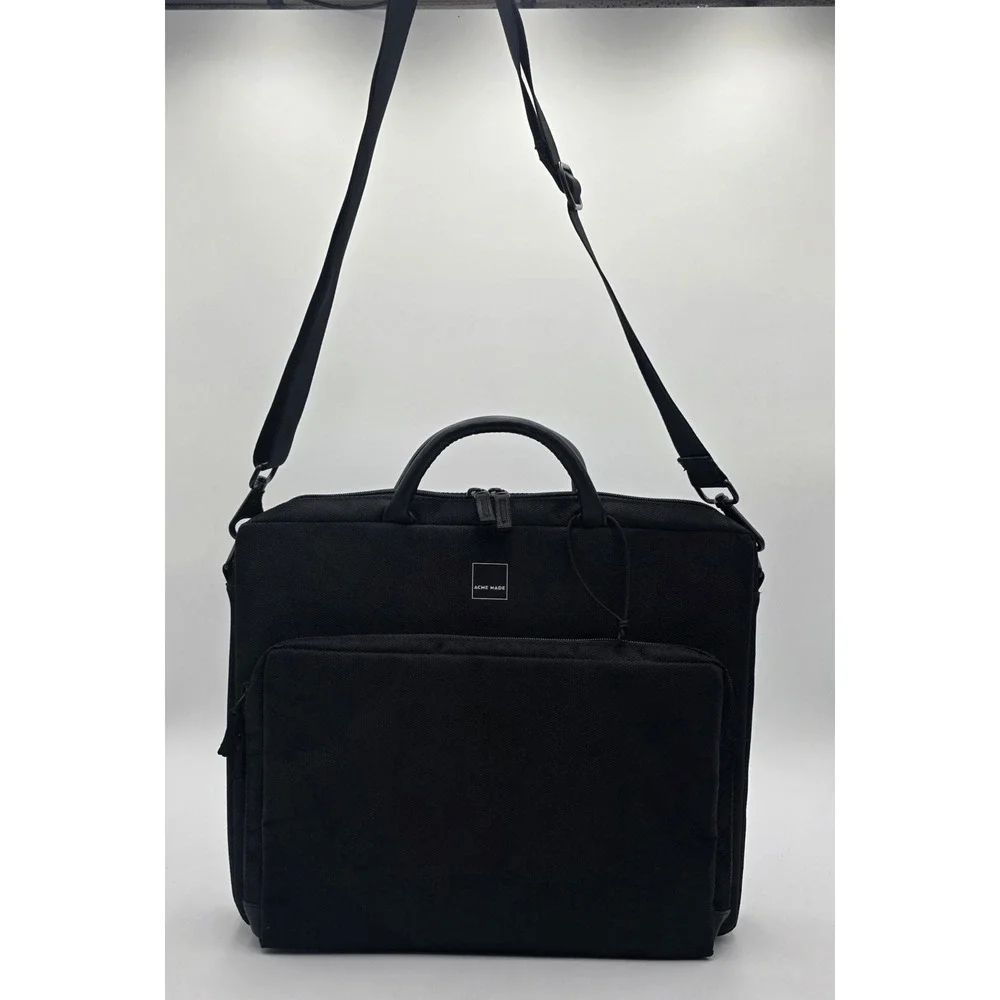 Acme Made Black Laptop Messenger Bag Padded Briefcase with Organizer Pocket